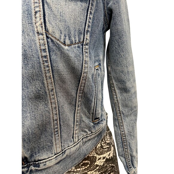 Women's GAP‎ 1969 Distressed Faded Classic Blue Jean Denim Jacket Coat XS Petite - Picture 4 of 10